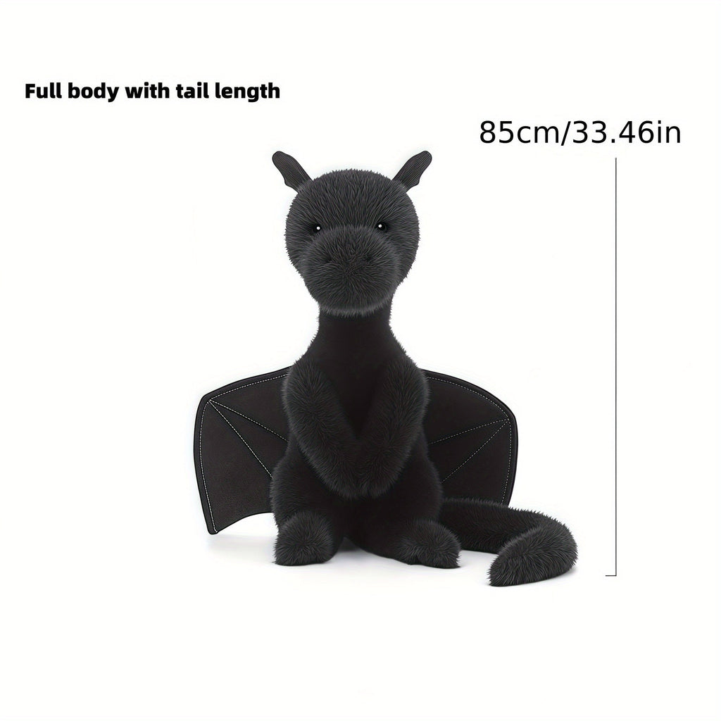 85cm 33-Inch Giant Dragon Plush Stuffed Animal Doll Super Soft Cuddly Dragon Toy Birthday Holiday Gift for Kids Adults Black White
