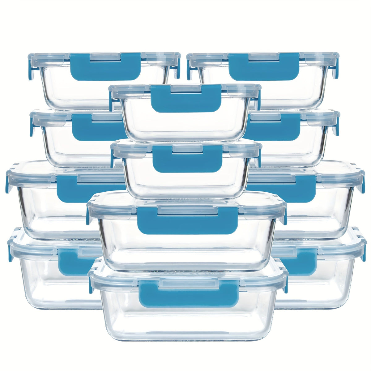 Borosilicate Glass Food Storage Containers 24-Pack (12 Bowls + 12 Airtight Lids) – Meal Prep Glass Bowls, Microwave & Dishwasher & Freezer Safe, BPA Free, Multi-Color Lids for Kitchen & Lunch