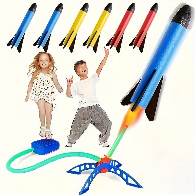 Foam Rocket Launch Toy for Kids – Foot-Powered Air Dynamics Flying Rocket Launcher, Fun Outdoor & Indoor Activity Toy, No Batteries Needed, Birthday Christmas Gift Boys & Girls (Random Color)