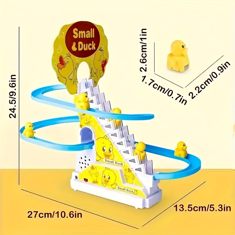 Electric Stair Climbing Ducklings Toy Set of 6, Yellow Duck Slide Toy with Lights & Music for Toddlers Boys Girls, Interactive Baby Animal Toy, Best Easter Halloween Christmas Birthday Gift