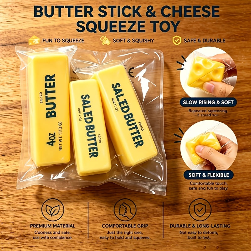 Butter Squishy Toys 2-Pack Slow Rising Stress Relief Fidget Squeeze Toy, Scented Sensory Hand Toy for Kids Adults, Fun Novelty Anxiety Relief Squishies, Best Birthday Holiday Gift