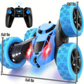 Double-Sided RC Stunt Car for Kids Ages 6+ – 2.4GHz 4WD 360° Flip Remote Control Car with LED Headlights, 1400mAh Rechargeable Battery, All-Terrain Stunt Vehicle, Birthday Christmas Gift