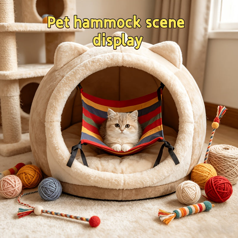 Pet Hammock for Cats & Small Dogs – Soft Breathable Hanging Cat Hammock with Sturdy Bite-Resistant Straps, Stable Weight Capacity, Easy Installation for Indoor Cage Crate & Furniture