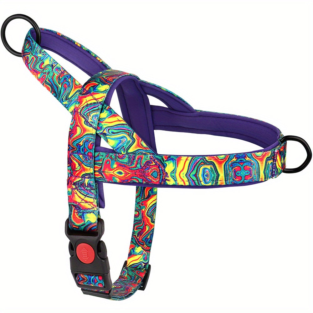 No-Pull Dog Harness Vest & Leash Set for Medium Large Dogs – Padded Nylon Adjustable Safety Vest with Durable Leash for Bulldog Boxer Pitbull, Sizes S M L, Purple Black Red, All-Day Comfort Walking