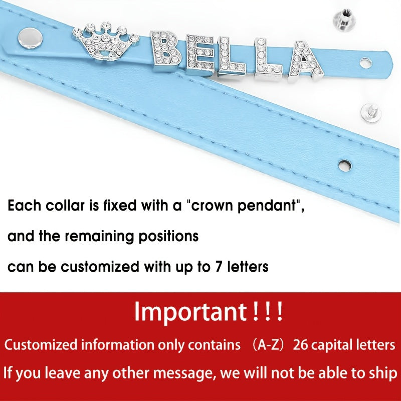 Personalized PU Leather Dog Collar with Pendant Tag - Custom ID Collar for Small Medium Large Dogs Cats XS S M L 8 Colors Stylish Pet Accessory Gift White Black Pink Blue Purple
