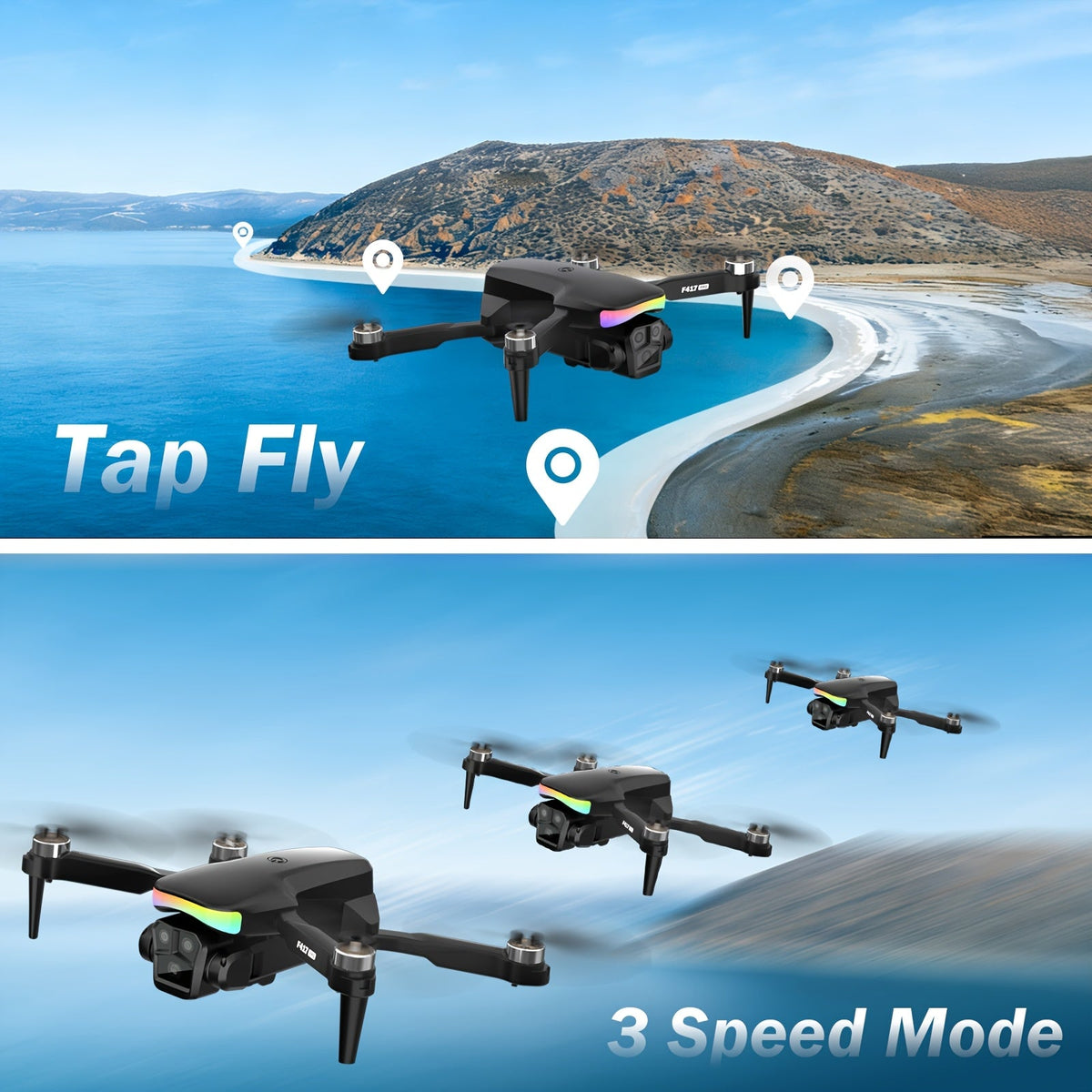 Foldable RC Drone with Dual Camera LCD Screen Remote Brushless Motor Altitude Hold 3D Flips Headless Mode One-Key Takeoff 32G SD Card for Beginners Adults