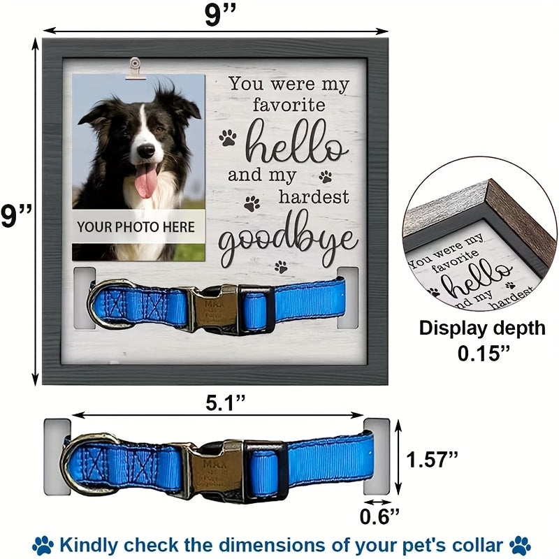 Pet Loss Memorial Wooden Picture Frame with Collar Holder – My Hardest Goodbye Dog & Cat Sympathy Gift, 9x9 Inch Photo Frame Keepsake for Loss of Dog or Cat, 3 Designs Available