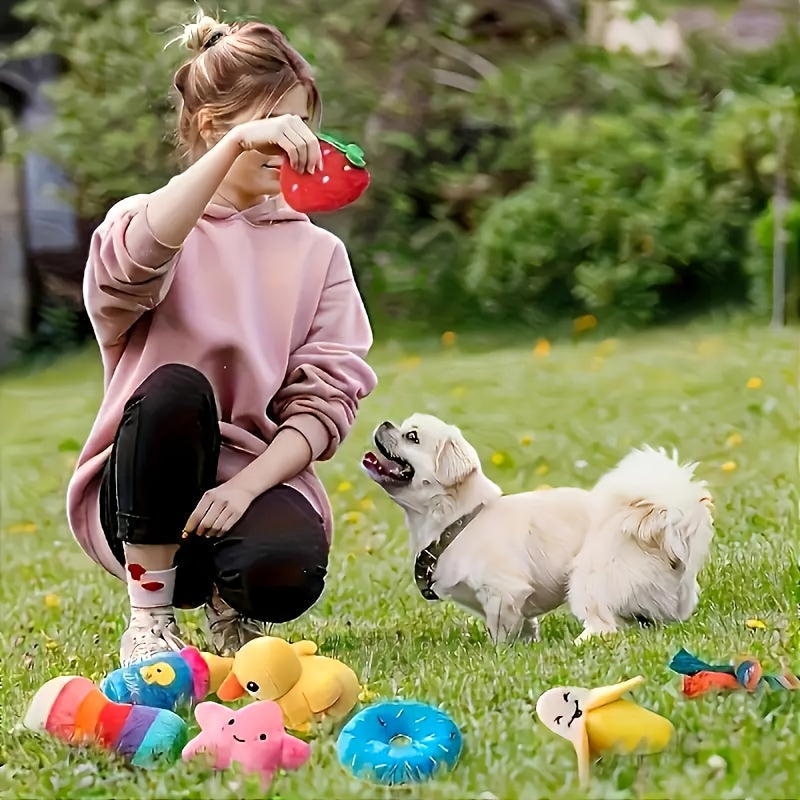 Small Dog Chew Toys 5pcs Plush Set - Dental Cleaning Puppy Chew Toys for Small Dogs, Random Styles & Colors, Cute Variety Pack Toy Bundle