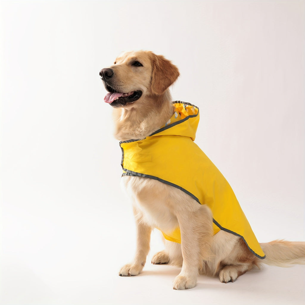 Reversible Dog Raincoat Waterproof Jacket – Machine Washable Rain Coat for Small Medium Large & Extra Large Breeds, Adjustable Straps, Lemon Yellow Polyester Pet Rain Gear for Dogs XS to 5XL