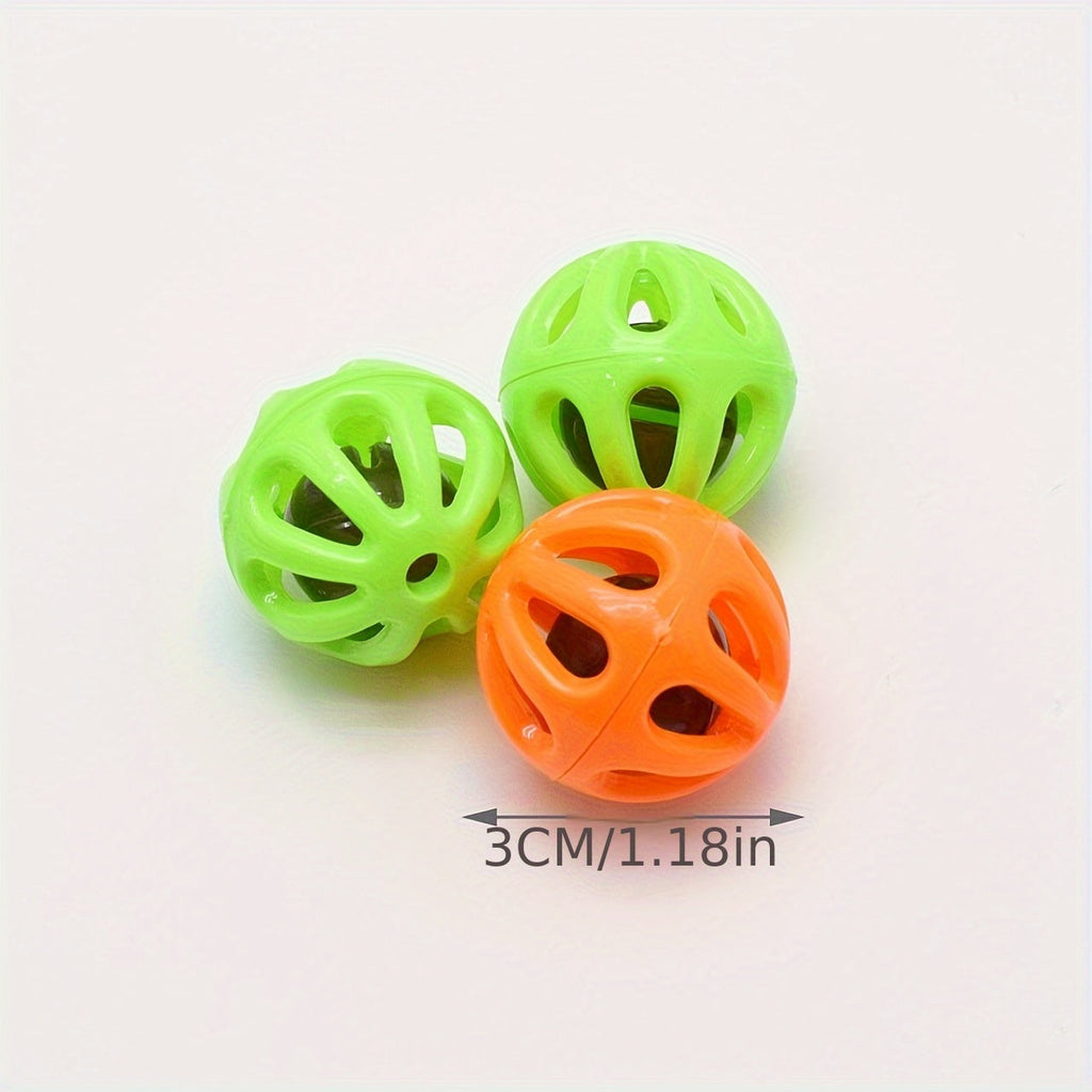 Colorful Bird Toy Bell Balls 10pcs Plastic Jingle Bell Balls for Parrots Budgies Cockatiels Conures Boredom Relief Cage Accessory Decorative Bird Toys