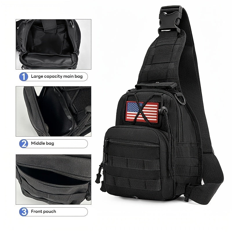 Tactical Sling Backpack – Lightweight Crossbody Daypack for Cycling, Hiking, Travel & Daily Use, Multiple Colors with Flag Patch Option