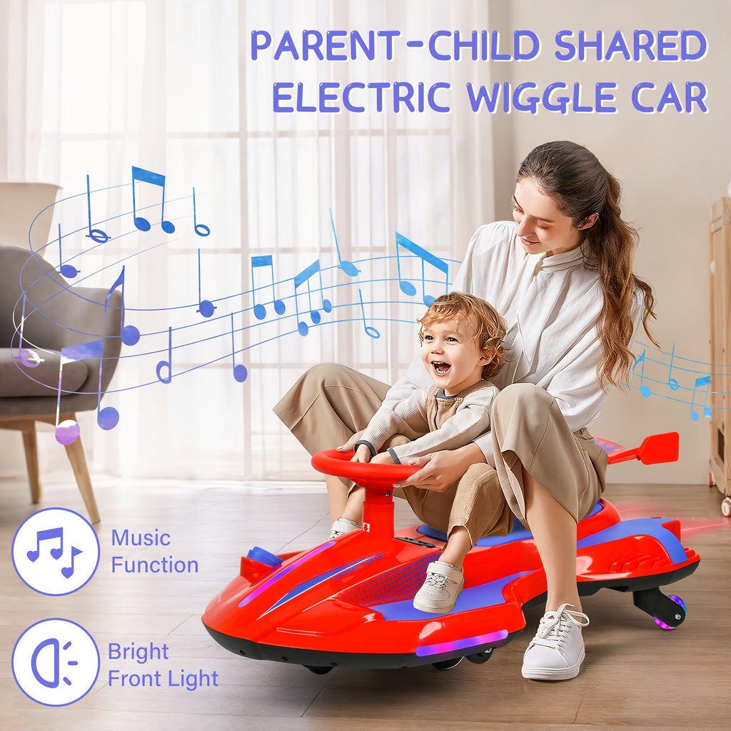 12V Electric Rocking Car for Kids - 2-in-1 Ride-On & Rocking Toy with Foot Pedal, Dual Speed, Water Spray, Flashing Lights, Music & Anti-Tip Design | Boys & Girls Ages 3+ | Max 5MPH