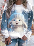 Christmas Print Crew Neck Long Sleeve Loose Pullover Sweatshirt Women Holiday Festive Casual Tops US Warehouse