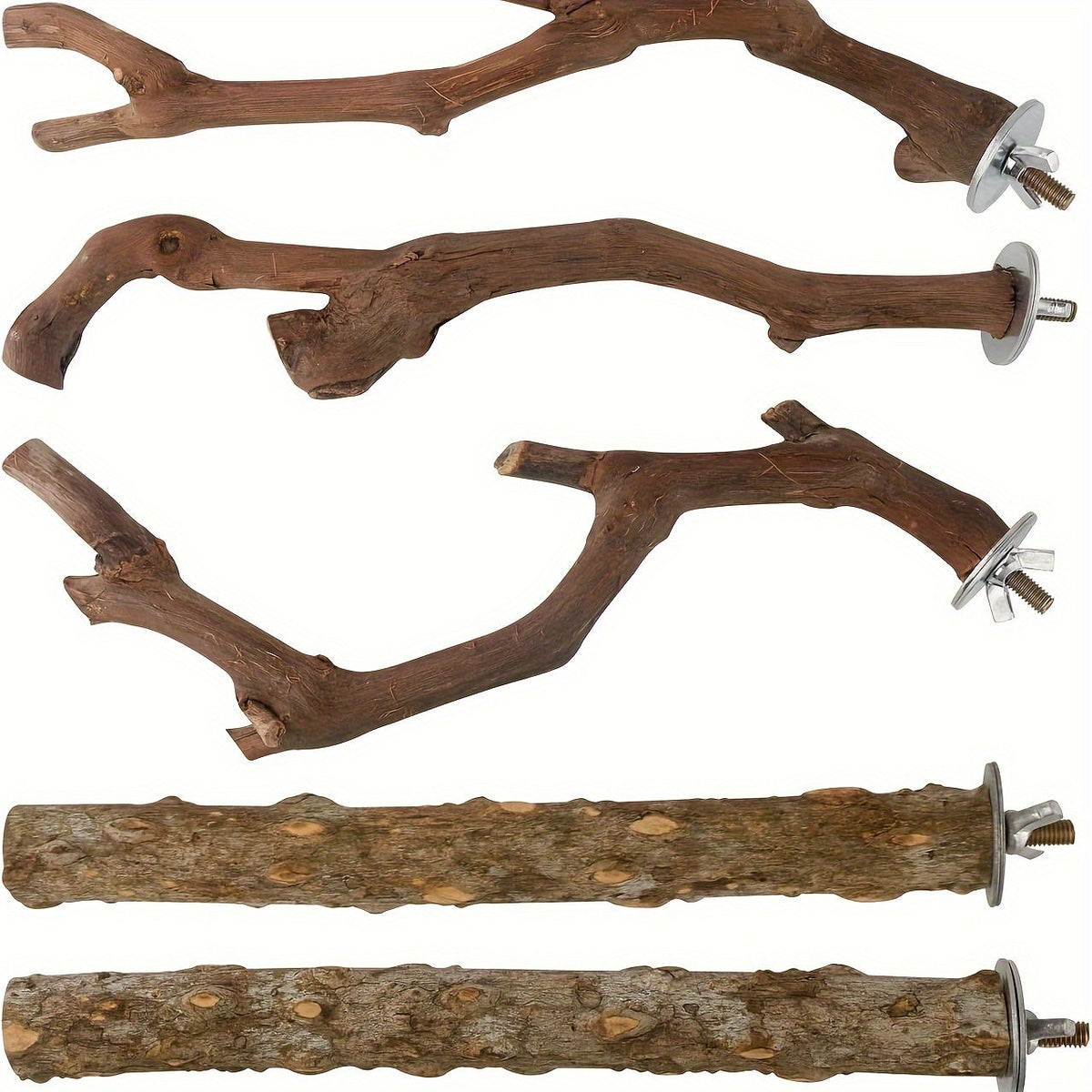 Bird Perch Stand Natural Wood 5pcs Grape Wood Prickly Ash Chewing Grinding Stick for Cockatiels Budgies Sun Conures Parakeets – Bird Cage Stand Rack Set