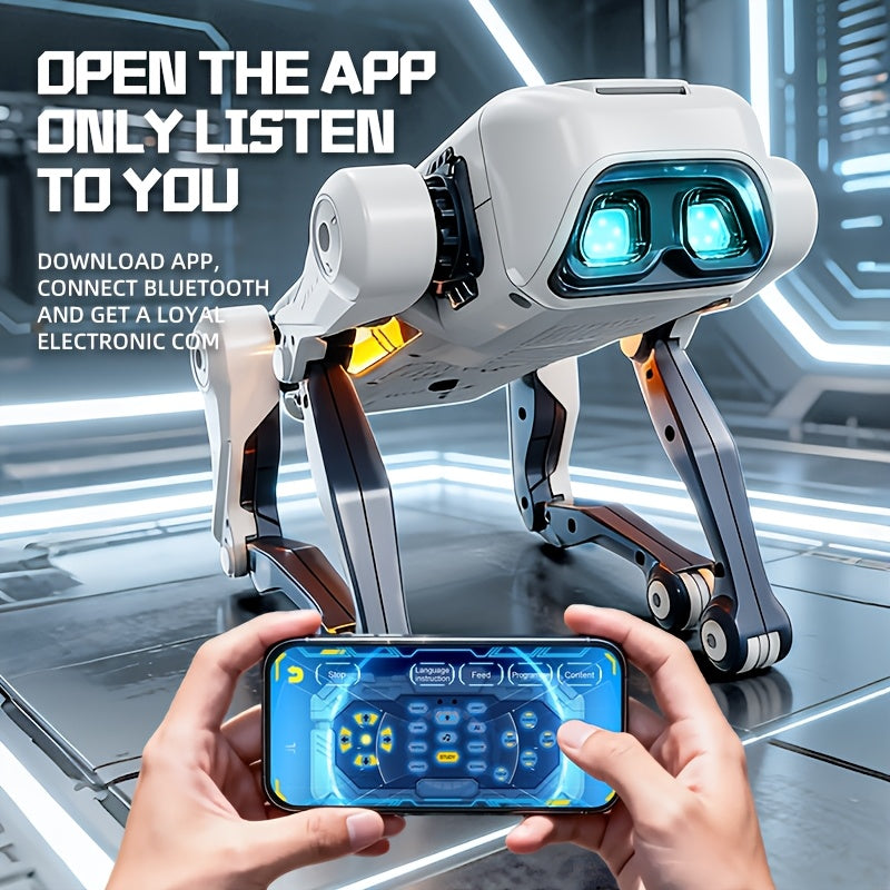 Smart Robot Dog 2.4GHz Remote Control Stunt Dog with AI Voice Control Smartphone App Dancing Music LED Lighting Programmable STEM Toy Gift for Kids Adults
