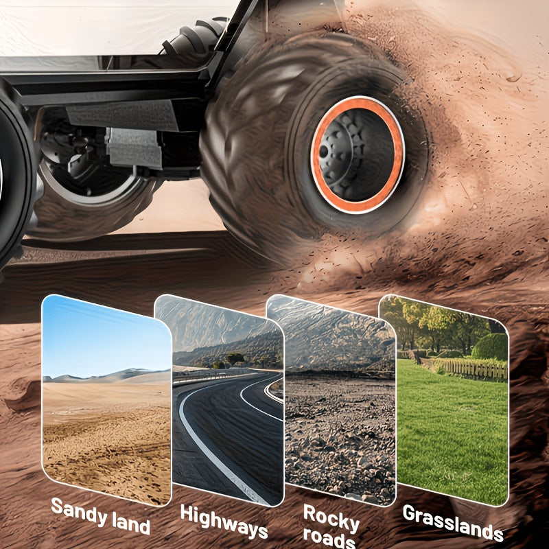 RC Monster Truck Toy 1:12 Scale 2.4GHz 4WD All Terrain Remote Control Car with LED Lights Realistic Sound Effects Ergonomic Grip Off-Road Vehicle for Kids Adults
