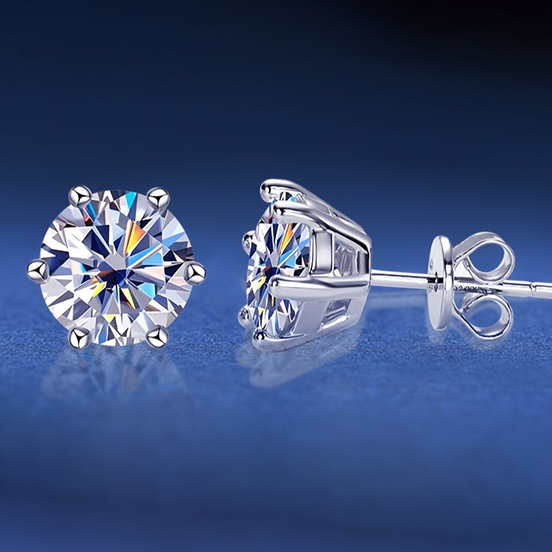 Moissanite Stud Earrings for Women S925 Sterling Silver – 0.5CT 1CT 2CT 3CT Vintage Style Diamond Alternative Earrings in Gold Silver Elegant Jewelry Gift