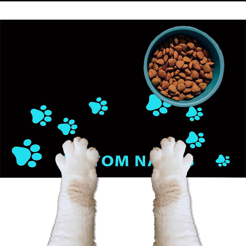 Personalized Diatomite Pet Feeding Mat with Custom Photo & Name – Quick-Dry Absorbent Diatom Mud Food Mat with Paw Print for Dog & Cat Bowls, Unique Pet Owner Gift