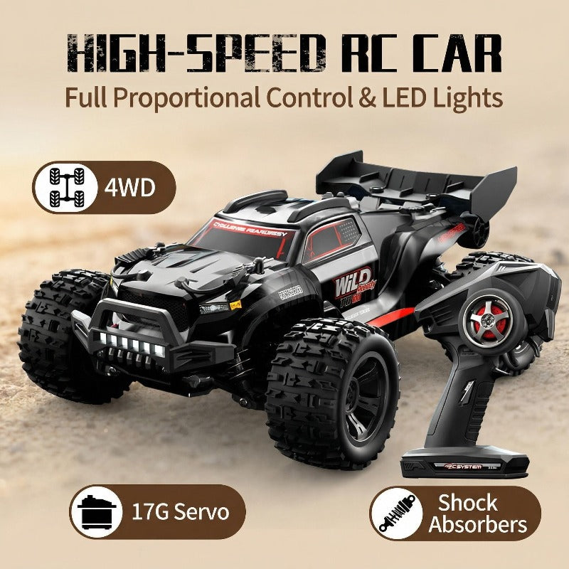 4WD Metal Explorer RC Off-Road Truck with Carbon Brush Motor – Heavy-Duty All-Terrain Remote Control Car, Realistic Driving Physics, Desert Dunes to Forest Trails, RC Vehicle for Adults & Hobbyists