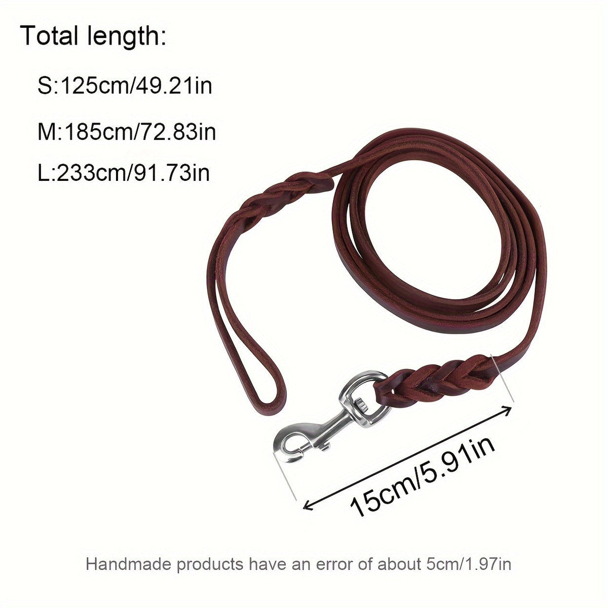 Leather Dog Training Leash Durable Cowhide Dog Running Walking Leash with Adjustable Slip Lead and Lobster Buckle for Running Hiking Training 47 71 83 Inch