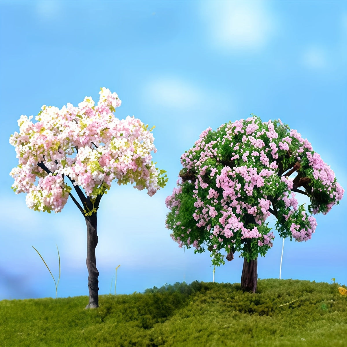 Micro Landscape Simulation Trees 6 Pack - PVC Artificial Miniature Tree Ornaments in Random Colors and Styles for Aquariums, Gardens, Terrariums, and Glass Container Decorations