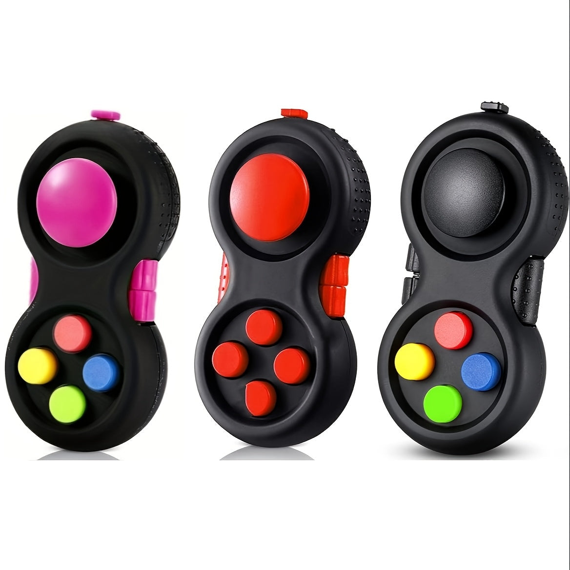 Fidget Pad Toy 3-Pack - Retro Handheld Controller with 8 Fidget Functions, Stress Relief Anxiety Toy for Kids Adults and Teens, ADHD Sensory Tool, Screen-Free Activity, Multiple Color Options
