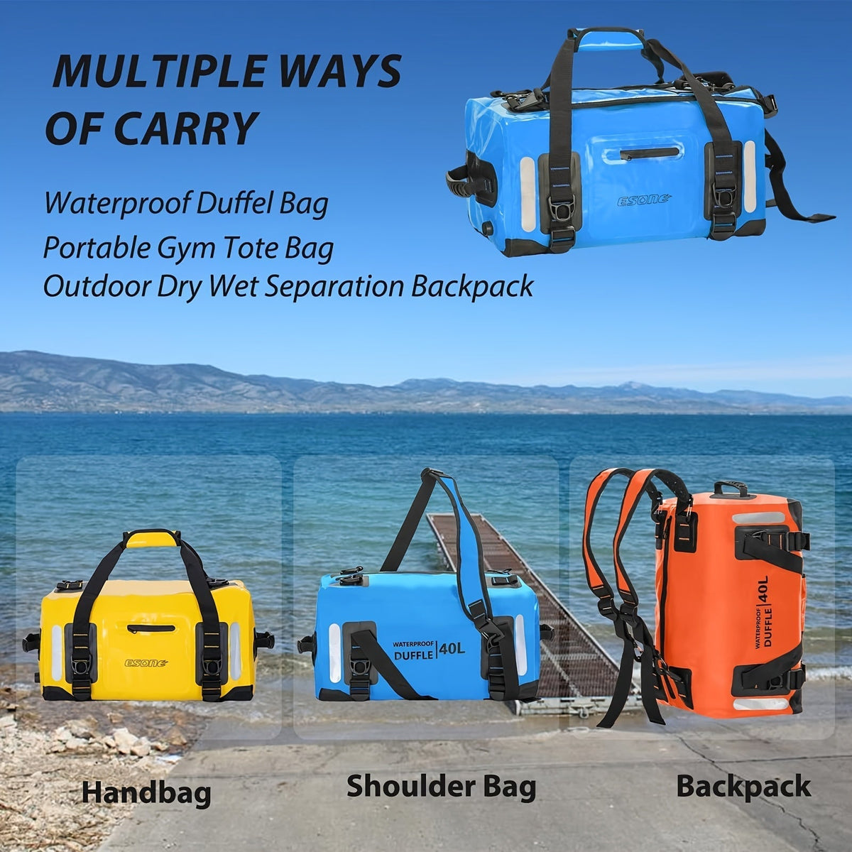 Waterproof Dry Bag Backpack for Kayaking, Camping, Surfing & Travel – Lightweight Roll-Top Duffel Bag for Men & Women, Paddle Board, Boating & Outdoor Adventures, 40L / 60L / 90L