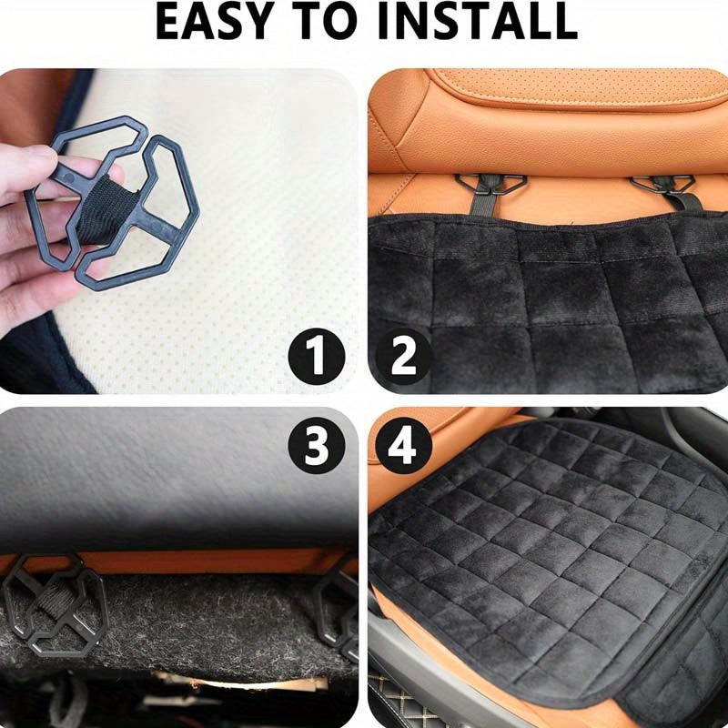 Plush Plaid Car Seat Cushion Protector 3-Piece Set – Thick Warm Memory Foam Pad, Non-Slip Breathable Universal Fit, Hand Washable Lightweight Car Seat Cover for 2 Front + 1 Back Seat, All Seasons
