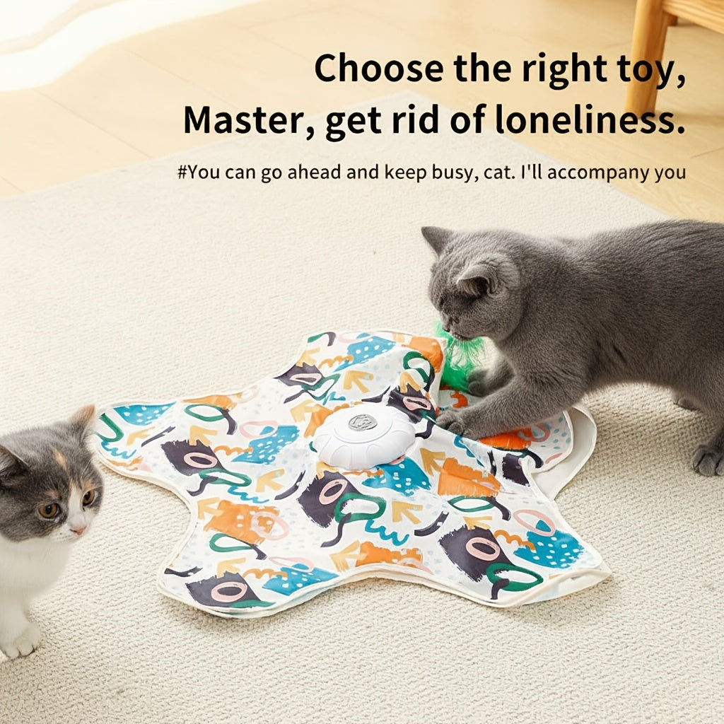 Electric Cat Turntable Toy with Butterfly Motion – Auto Start/Stop Smart Self-Entertainment Boredom Reliever for Indoor Cats, Interactive Exercise Teaser, Perfect Holiday Gift for Cat Lovers