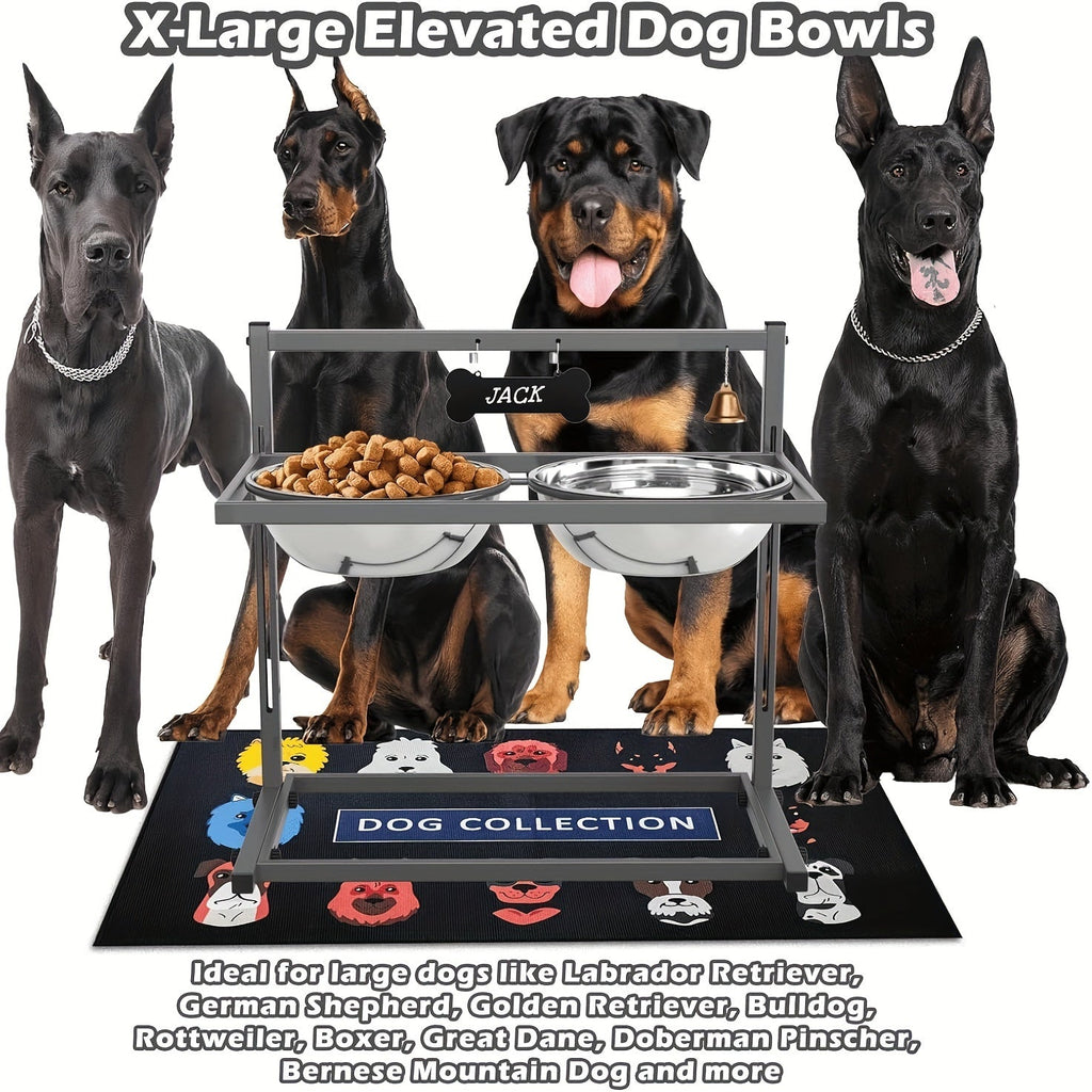 Elevated Dog Bowls for Large Dogs Adjustable Height Raised Dog Bowl Stand with 2 x 3000ML Stainless Steel Bowls Iron Anti-Tip Frame for Extra Large Breeds