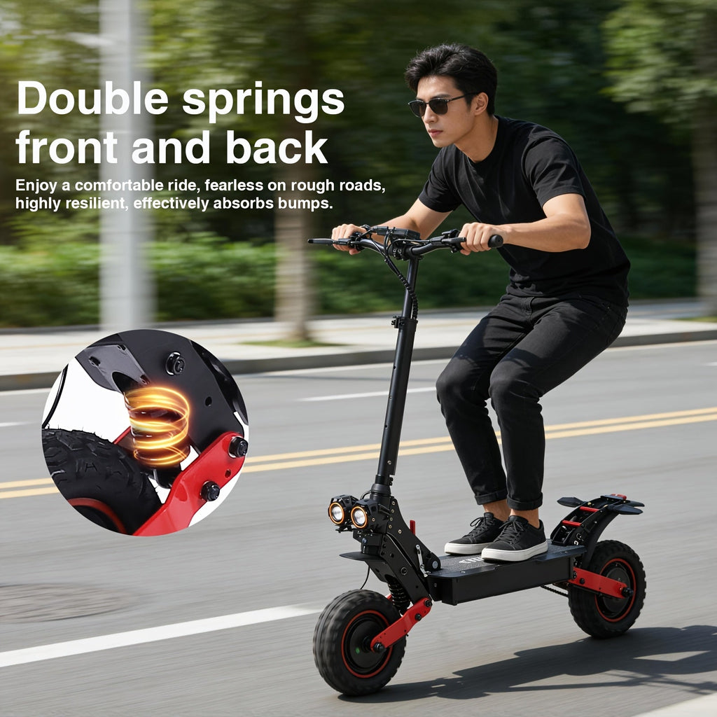 Freeboy H6 2400W Dual Motor Electric Scooter for Adults, Full Suspension 11-Inch Off-Road Tires, 48V 21Ah Long Range Battery, Double Disc Brakes, 330 Lbs Load, Foldable with LCD Screen & Dual Headlights