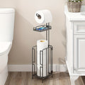 Freestanding Toilet Paper Holder – Metal Stand with 3 Reserve Roll Storage, Modern Bathroom TP Dispenser, No Drilling Required, Housewarming & Christmas Gift