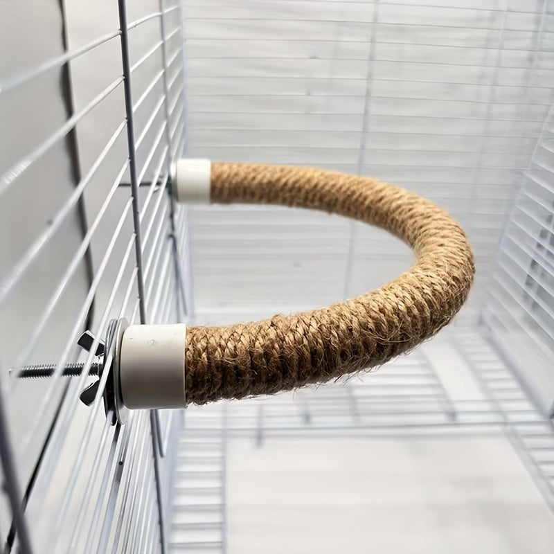 U-Shaped Sisal Rope Bird Perch for Bird Cage - Natural Rope Stand for Parrot Climbing Beak & Nail Grinding - Bird Cage Accessory for Parrots Parakeets Cockatiels Budgies Lovebirds Random Color