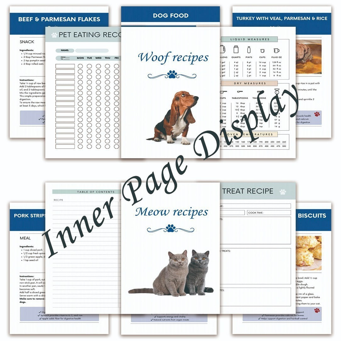 Homemade Pet Food Recipe Book - 30 Recipes Cat & Dog Cooking Plan with Meal Plan Pages, Shopping List & Feeding Log - DIY Pet Food Journal for Cats Dogs Puppies Kittens - Healthy Pet Diet Cookbook Gift