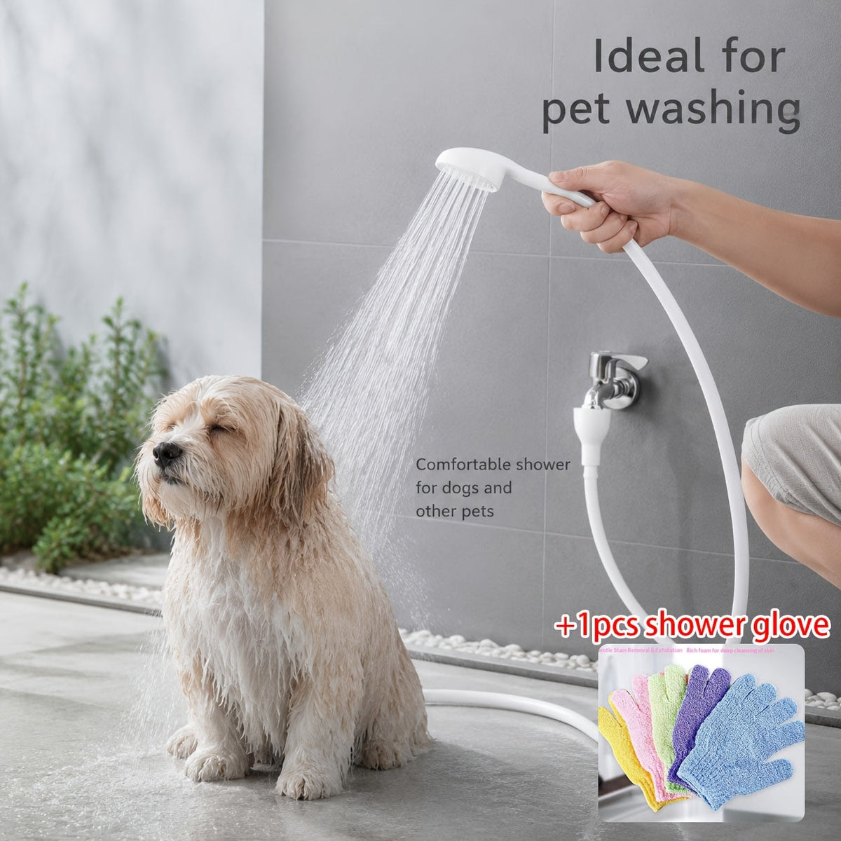 Wall-Mounted Handheld Spray Nozzle & Faucet Hose – 2-Pack Flexible Manual Shower Sprayer for Pet Bathing, Backyard, Garden & Yard Cleaning, Easy Faucet Attachment