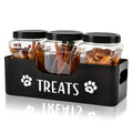 3-Piece Airtight Pet Treat Container Set – Farmhouse-Style Black Plastic Jars for Dog & Cat Food Storage, Durable Countertop Treat Organizer, No Electricity Required