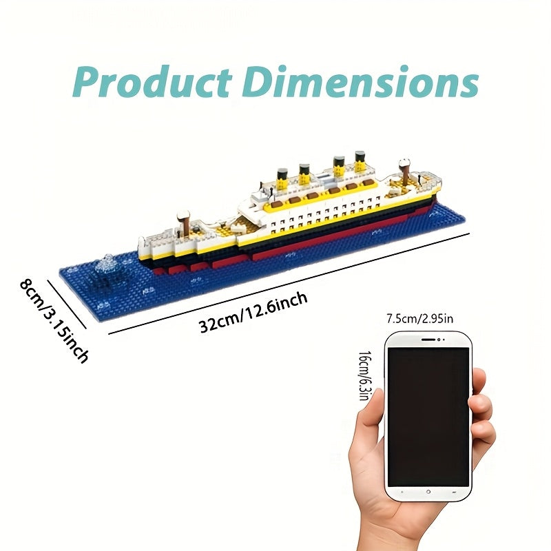 Titanic Ship Building Blocks 607 Pieces - Assembly Model Ship Construction Toy Set for Kids Boys and Girls, STEM Brick Puzzle Kit, Home Decoration Display Model, Christmas Birthday Gift