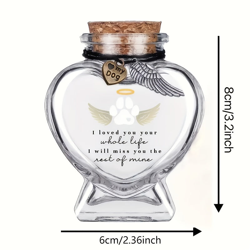 Pet Hair Keepsake Bottle with Cork Stopper - Glass Dog & Cat Fur Memorial Jar, Pet Hair Preservation Memento Bottle, Meaningful Sympathy Gift for Pet Loss, Unique Pet Memorial Keepsake for Cat & Dog Owners