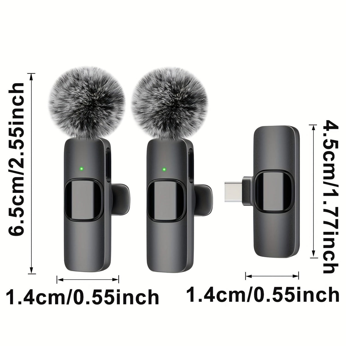 Clip-On Wireless Lavalier Microphone with 360° Omnidirectional Pickup, Noise Reduction & USB-C Rechargeable – 2-in-1 Voice Control for Streaming, Podcasts, Vlogging & Recording, Black & Pink
