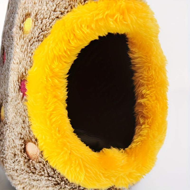 Egg-Shaped Hanging Bird Nest - Warm Enclosed Parrot Nest for Bird Cage for Cockatiels Lovebirds Parakeets Budgies - Cozy Bird Sleeping House Hideout No Battery Required Blue/Yellow
