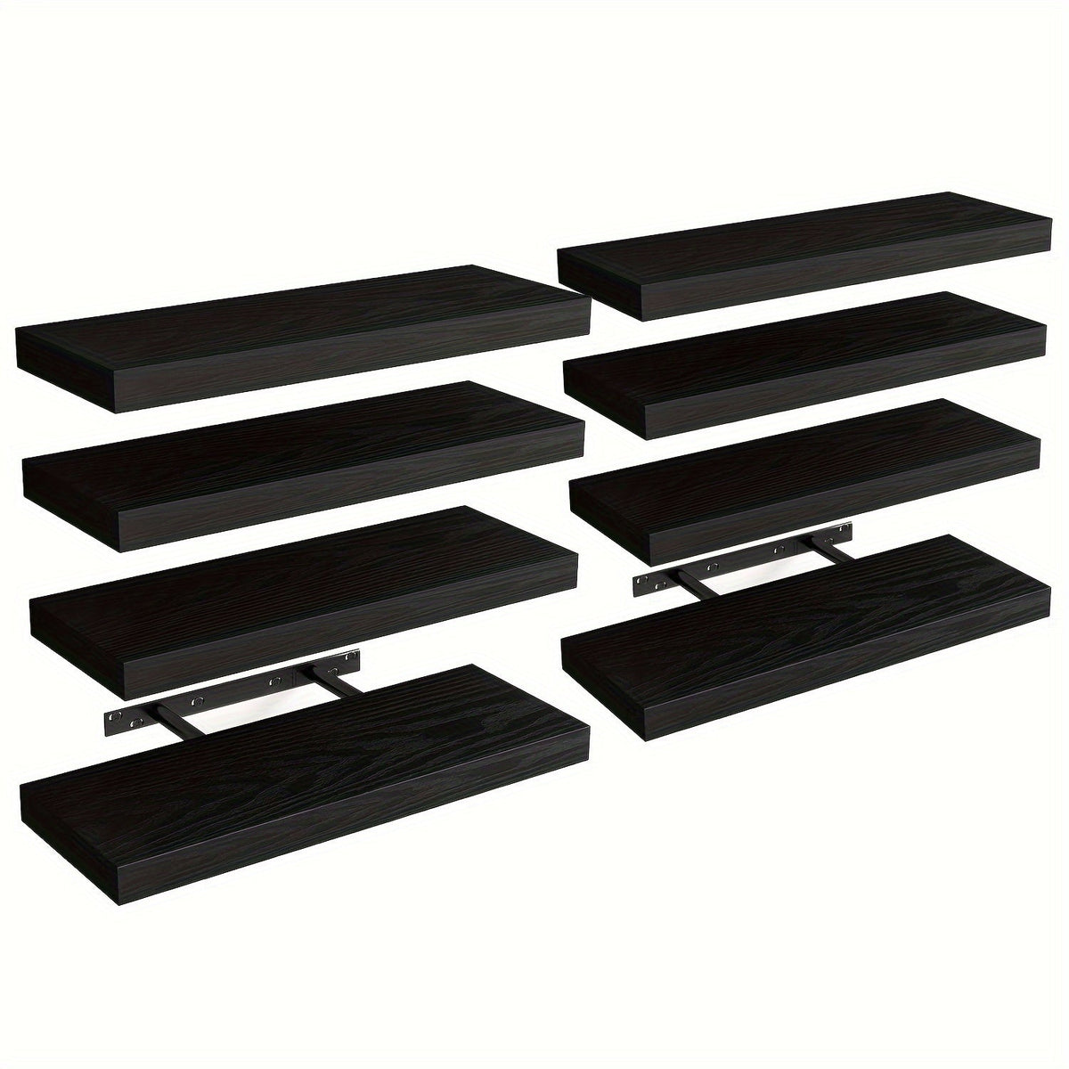 Floating Wall Shelves 15.8 Inch Rustic Finish with Invisible Brackets for Wall Decor Home Storage – 4 or 8 Pack in Rustic Brown Black Walnut