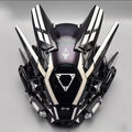 Cyberpunk LED Mask with Horns & Tassels Red and White Futuristic Headwear – Halloween Cosplay Costume, Rave Party Festival Mask, Photography Prop, Dress-Up Accessory & Collectible Gift