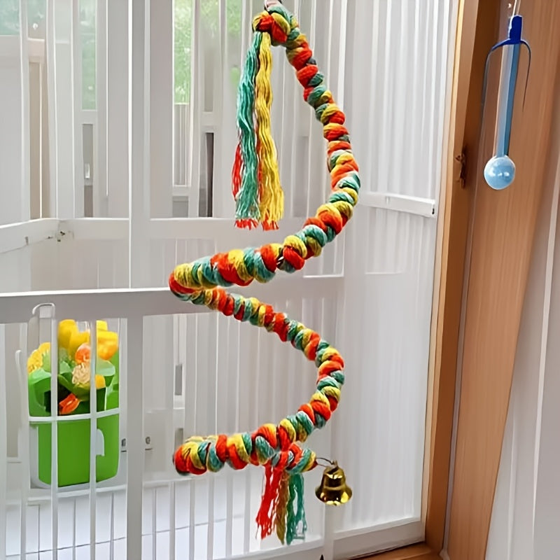 Colorful Parrot Rope Climbing Toy Spinning Beak Grinding Chewing Hanging Toy Bird Cage Decoration for Budgies Cockatiels Conures Lovebirds Random Color