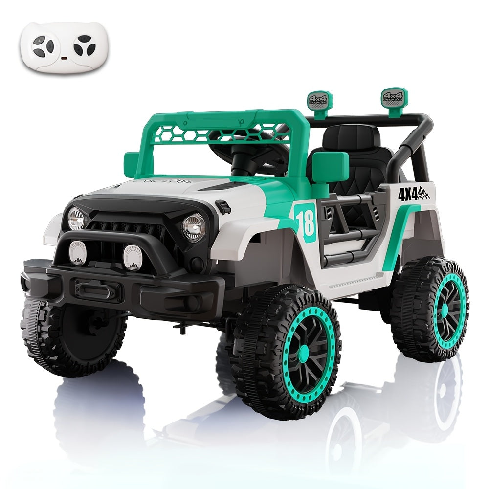 12V Kids Ride-On Car with Parent Remote Control – Battery Powered Electric Vehicle with Spring Suspension, LED Lights, Music Player, Seat Belt, for Boys & Girls Ages 3-8