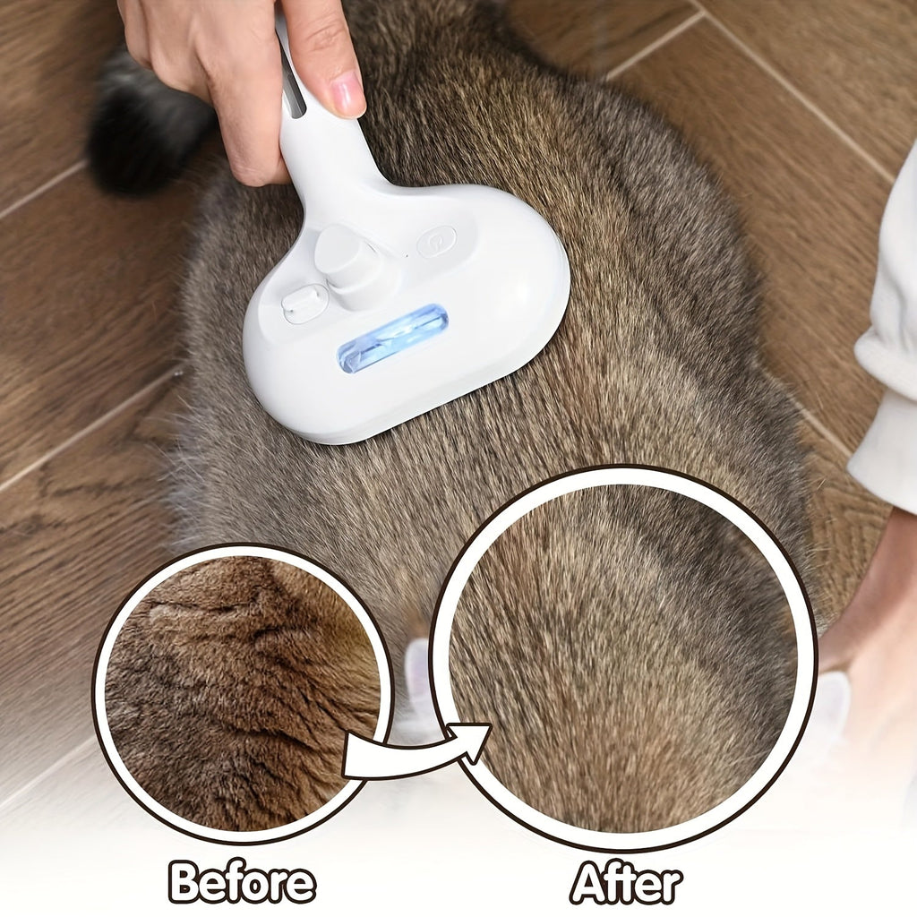 3-in-1 Automatic Steam Pet Grooming Brush – Anti-Shedding Hair Remover with Stainless Bristles for Long & Short Haired Dogs and Cats, Low-Voltage Safe Deshedding Tool