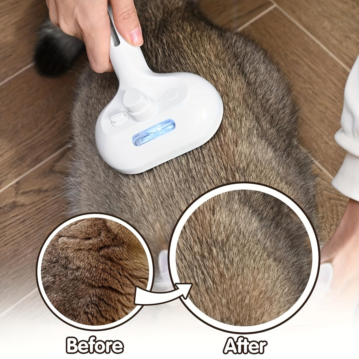 3-in-1 Automatic Steam Pet Grooming Brush – Anti-Shedding Hair Remover with Stainless Bristles for Long & Short Haired Dogs and Cats, Low-Voltage Safe Deshedding Tool