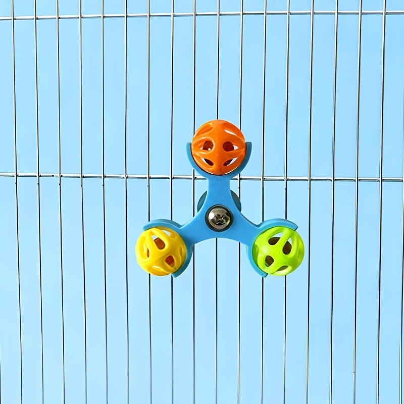 Parrot Rotating Bell Toy 360 Degree Spinning Puzzle Enrichment Anti-Boredom Bird Cage Accessory for Budgies Cockatiels Conures Lovebirds Blue Green Yellow Orange Pink