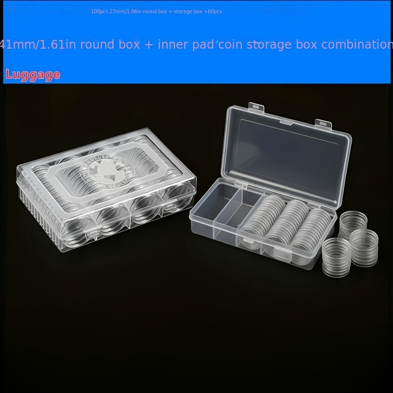 100 Pack Clear Coin Capsules Transparent Collection Storage Boxes with Secure Snap Lid – Multi-Compartment Organizer for Coins, Souvenirs, Small Collectibles & Hobby Items