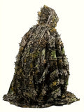 3D Maple Leaf Camouflage Ghillie Suit with Net Hood - One Size Fits S-XL Camo Hunting Suit for Deer Turkey Hunting Bird Watching Airsoft Paintball Survival Games Wildlife Photography (Fern Green)