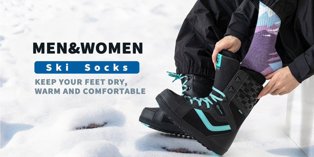 Wool Ski Socks 3 Pairs Thermal Knee High for Men & Women – Thick Warm Winter Socks for Skiing, Snowboarding & Outdoor Sports, 70% Wool, Sizes M & L, Multicolor / Dark / Snow Mountain